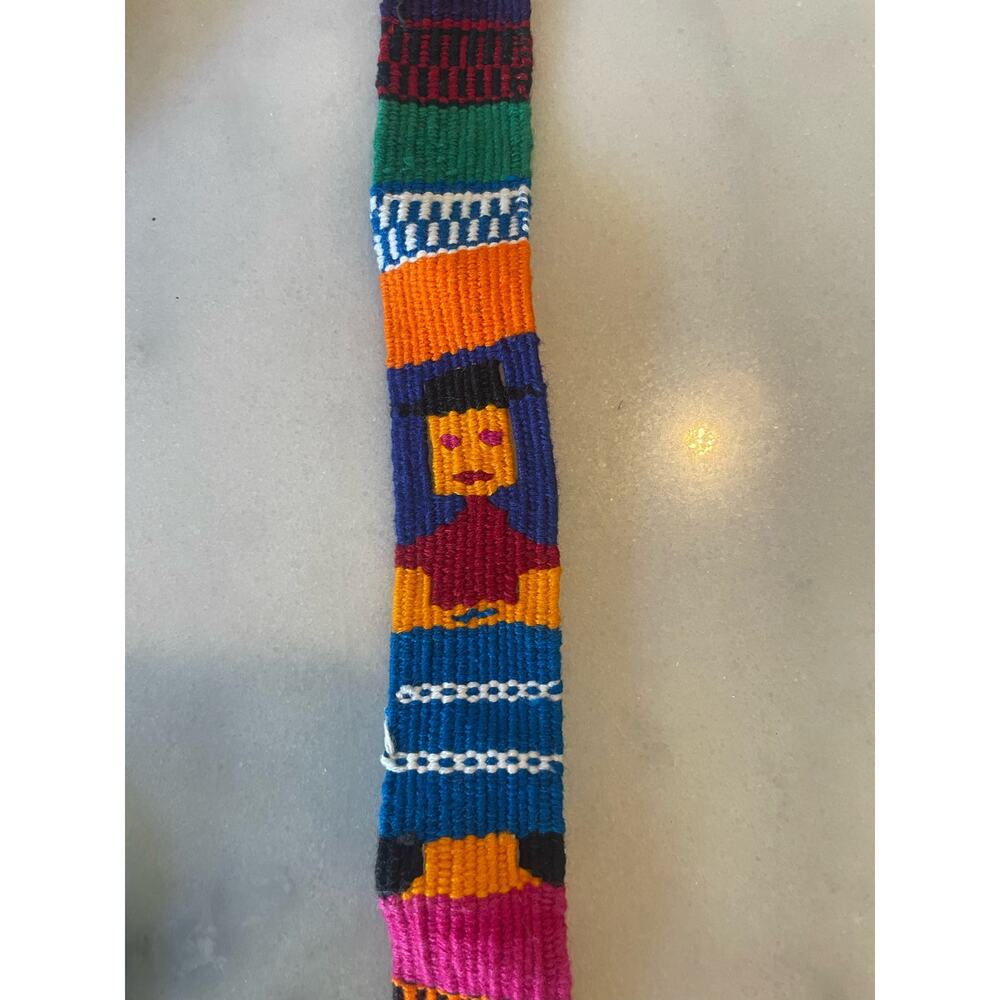Mexican Embroidered Women's Belt 1-1/8 in X 46 in. Tassels. Handmade. Colorful